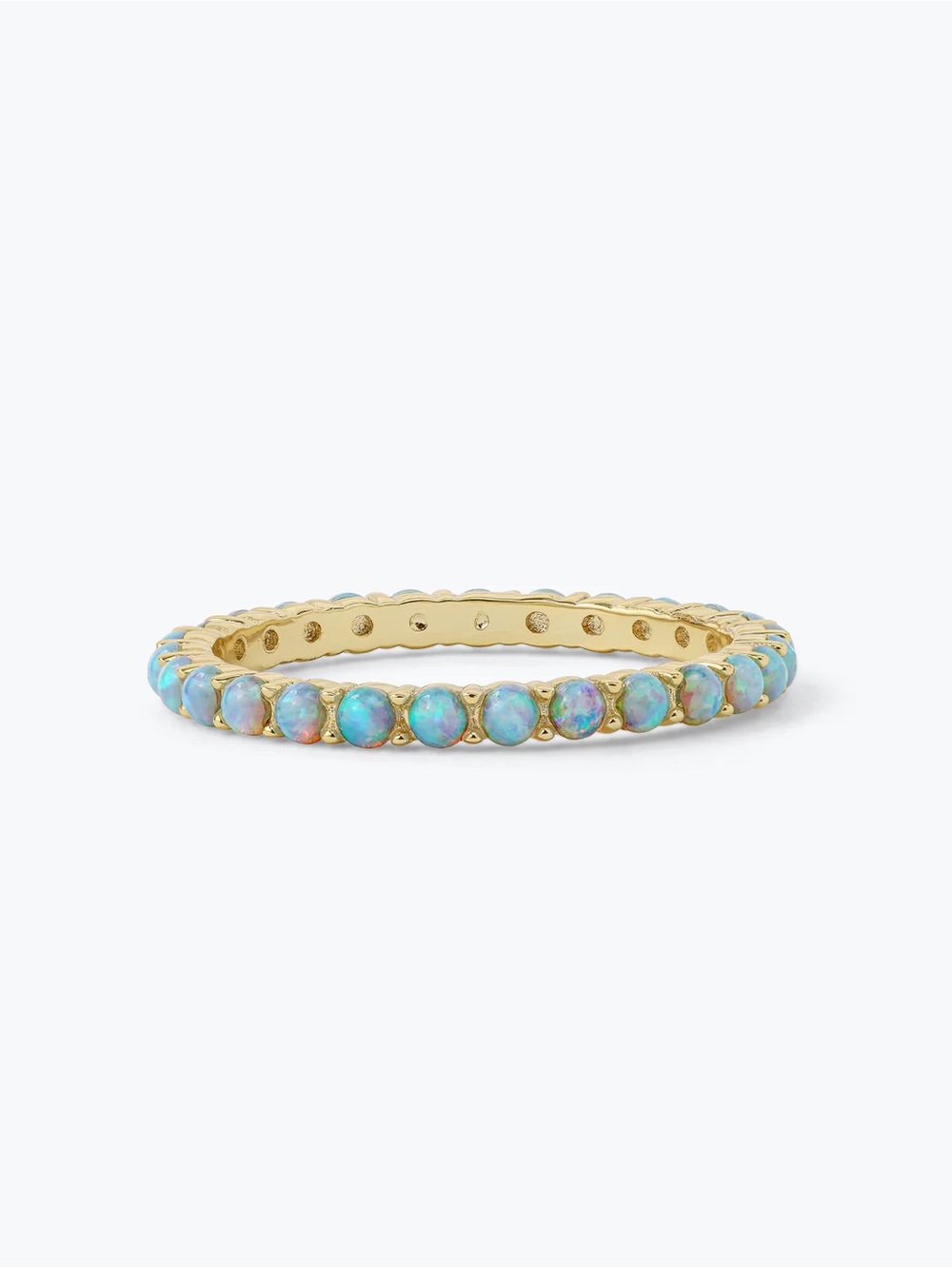 Melinda Maria Heiress Ring 2mm- Gold Blue Opal Size 7 NWT